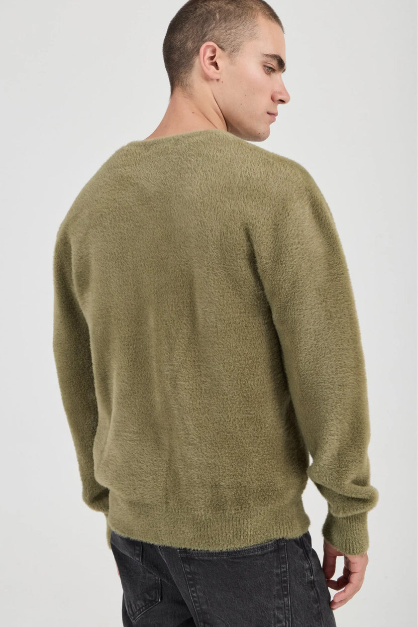 Rollas Shag V-Neck Knit Moss