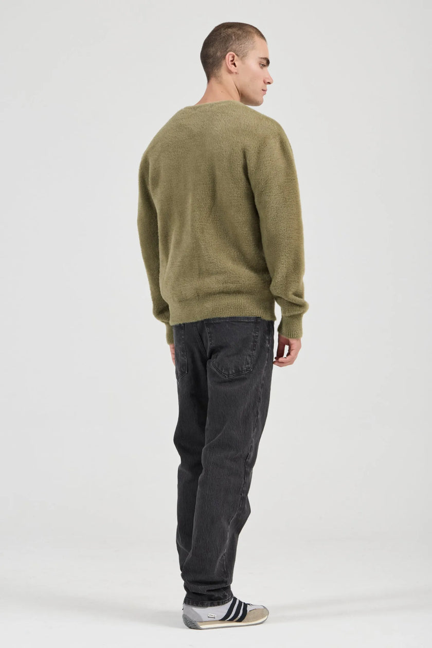 Rollas Shag V-Neck Knit Moss