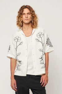 Rollas Suns Up Flower Bowler Shirt Off White
