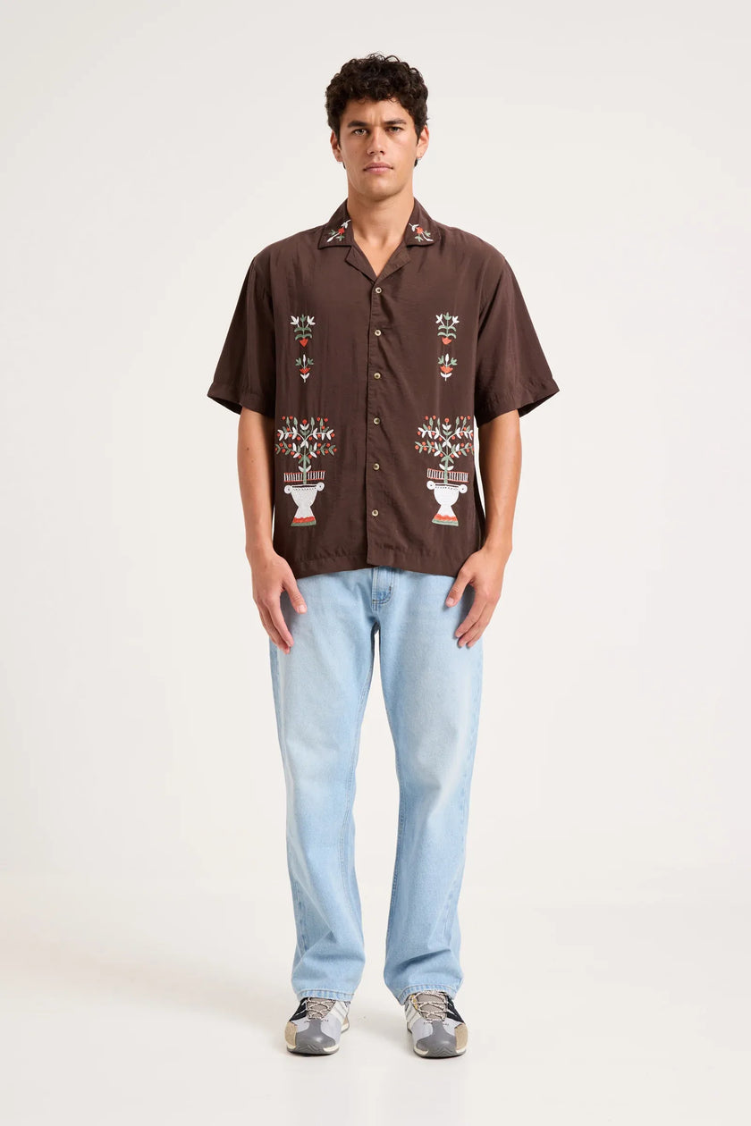 Rollas Night Garden Bowler Shirt Chestnut