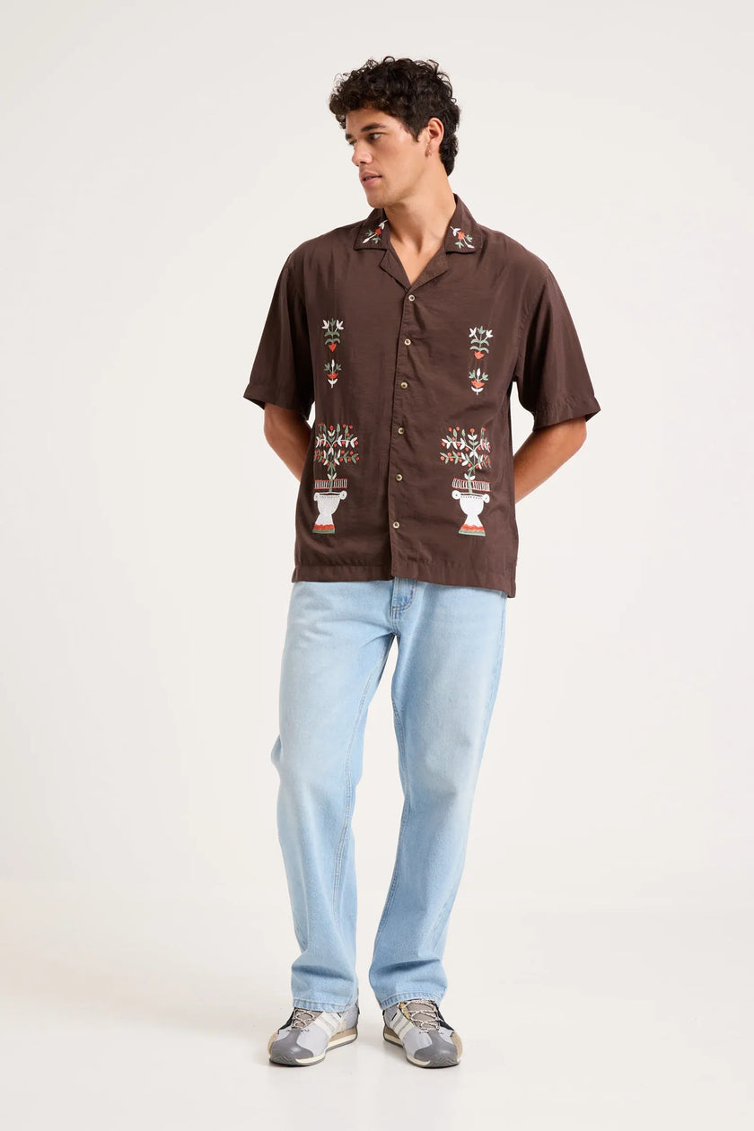 Rollas Night Garden Bowler Shirt Chestnut
