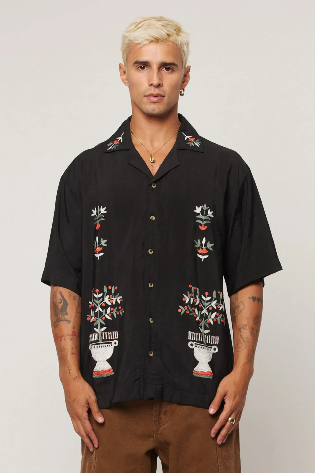 Rollas Night Garden Bowler Shirt Black