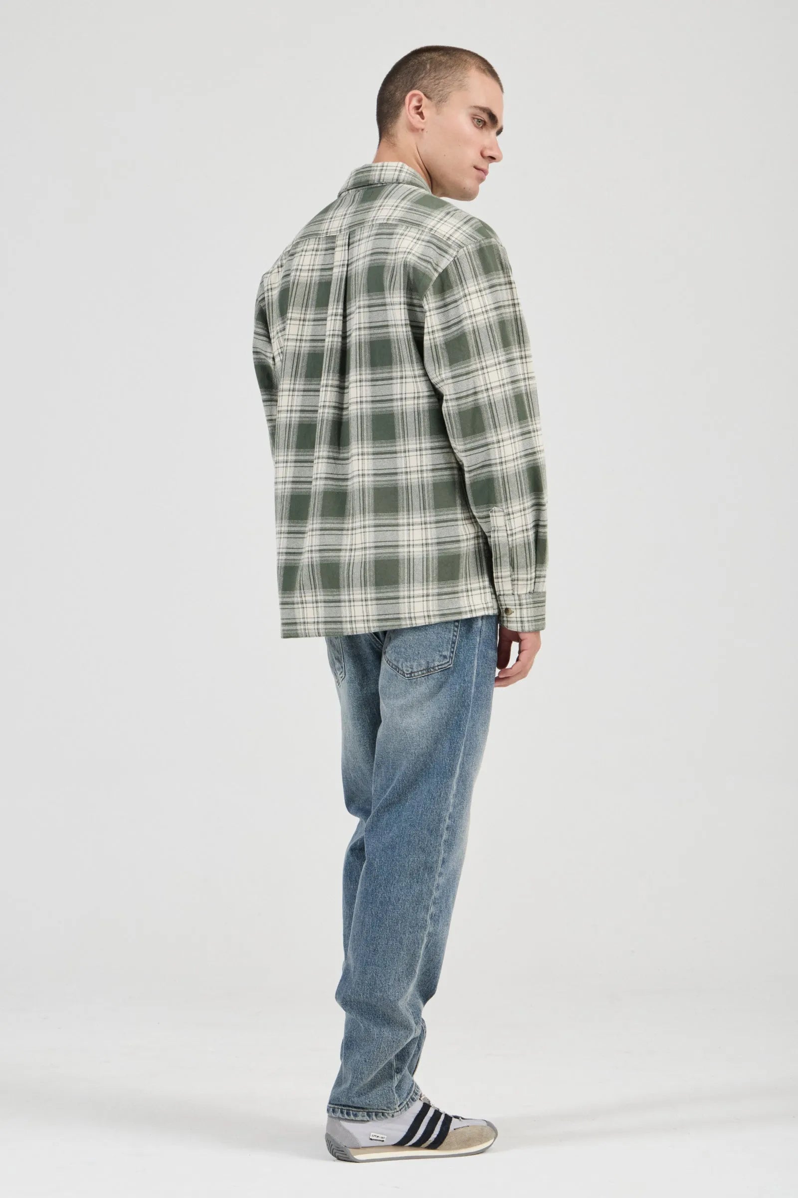 Rollas Campus Heavy Check LS Shirt Olive