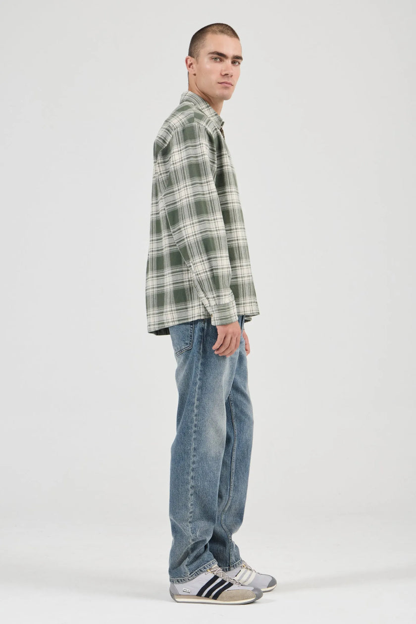 Rollas Campus Heavy Check LS Shirt Olive