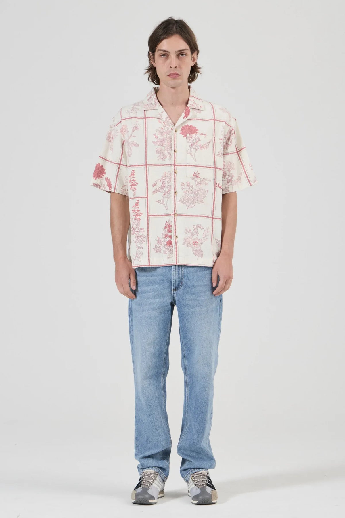 Rollas Botanicals Bowler Shirt White/Red