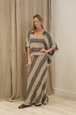 Rustic Linen Sottana Bias Cut Skirt Natural/ Black