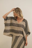 Rustic Linen Sarita Top Natural/ Black