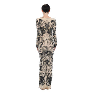 The Esoteric World Scoop Maxi Dress Beige/ Black