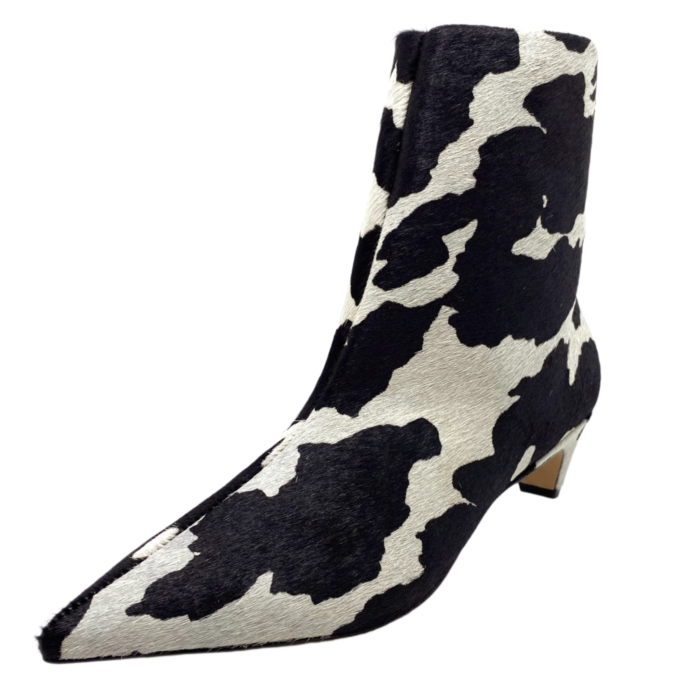 Sempre Di Melody Black/White Cow Print Pony Leather