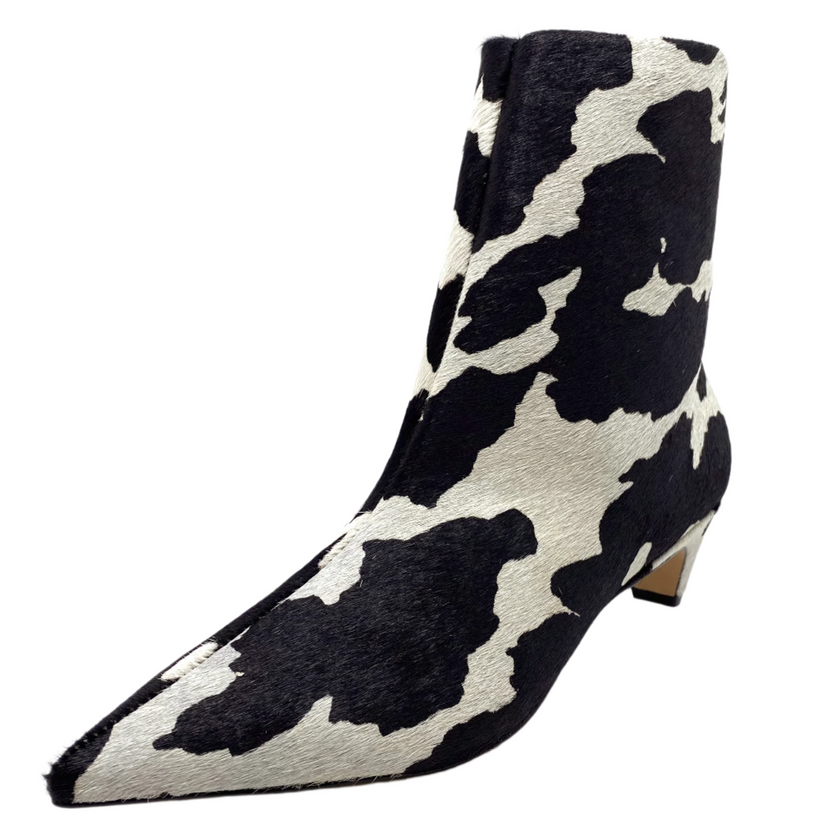 Sempre Di Melody Black/White Cow Print Pony Leather