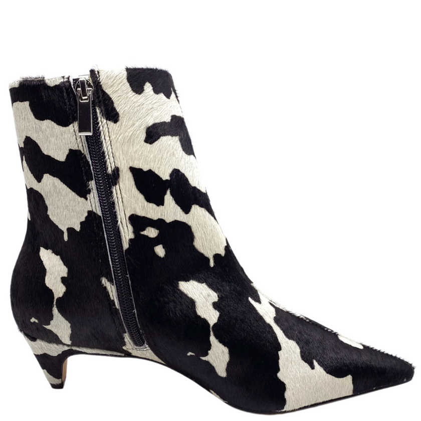 Sempre Di Melody Black/White Cow Print Pony Leather