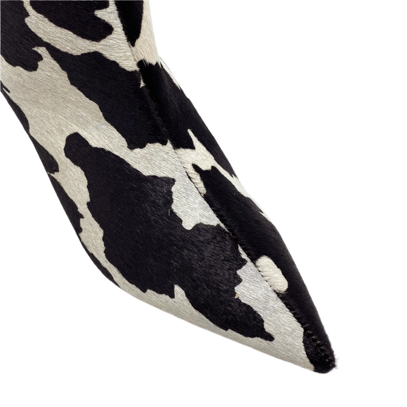 Sempre Di Melody Black/White Cow Print Pony Leather