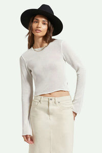 Brixton Sheer Knit Top Long Sleeve Off White