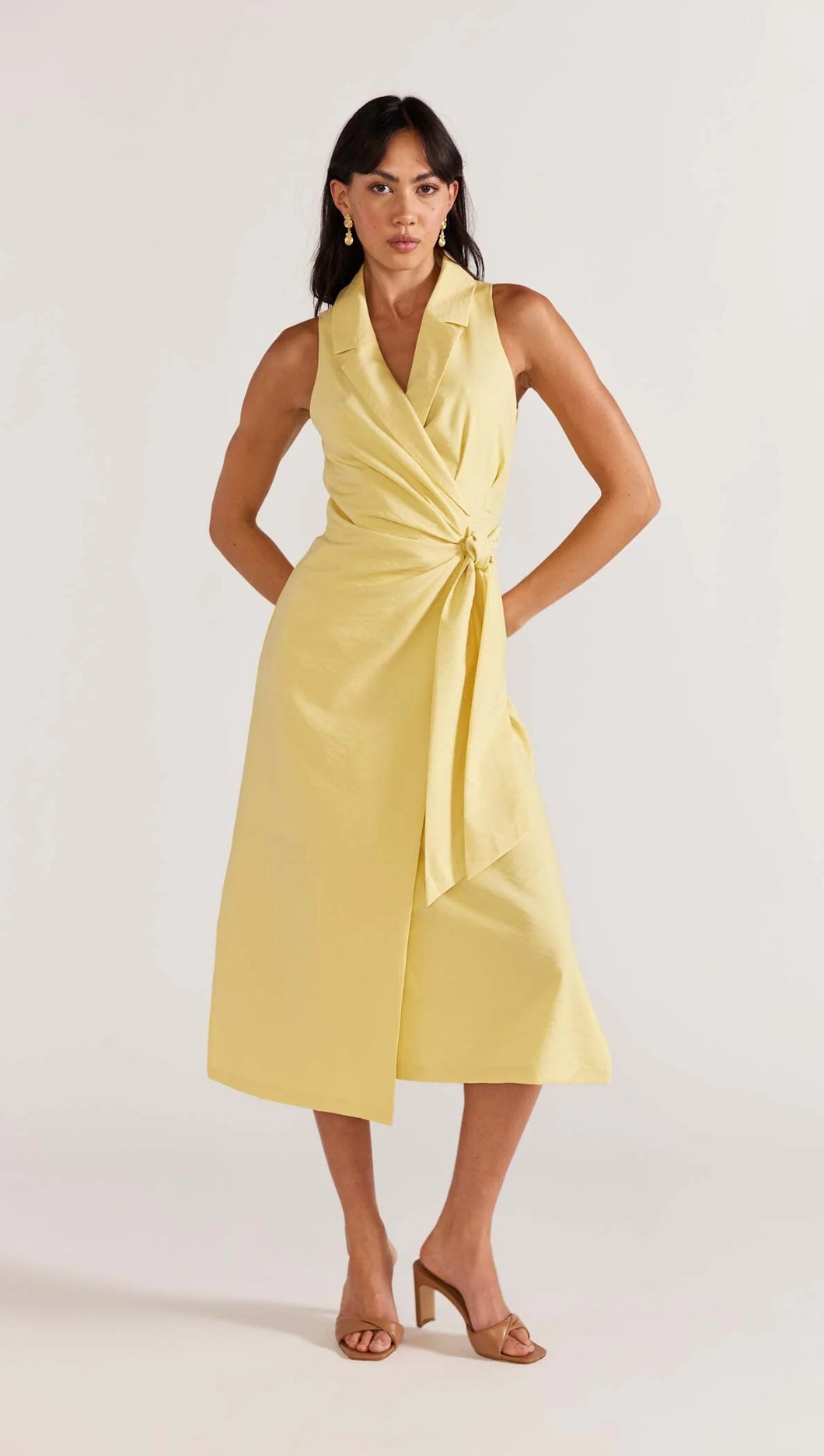 Staple The Label Sorrento Wrap Midi Dress Lemon