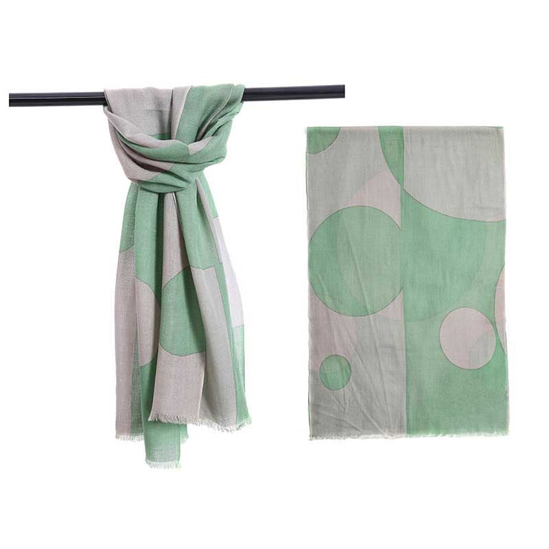 JJ Sisters SS88 Merino Wool Printed Scarf Mint Grey