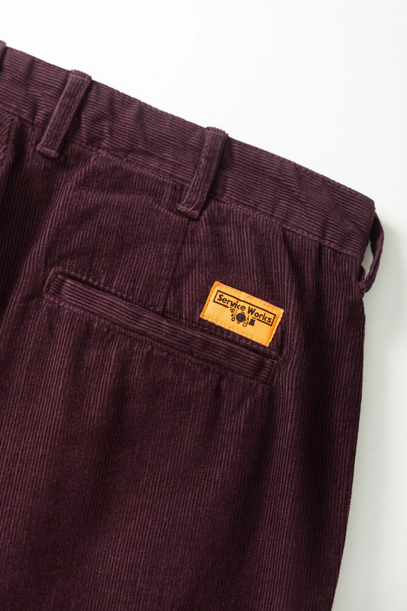 Service Works Fine Cord Part Timer Pants Burgundy