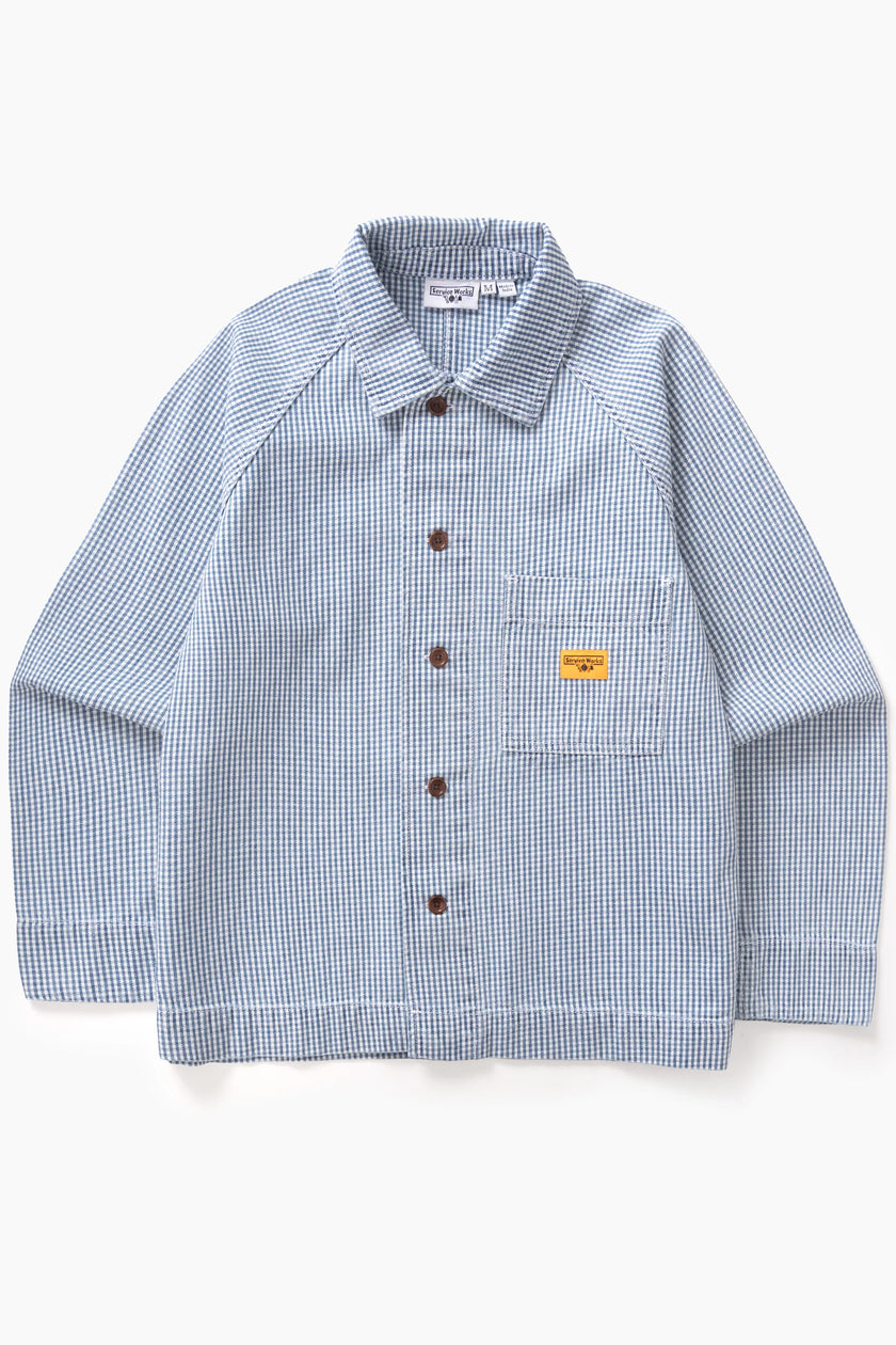 Service Works House Gingham FOH Jacket Blue