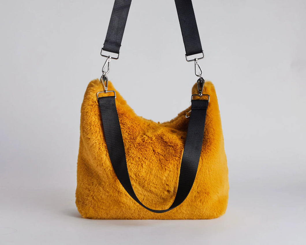 DEA The Label Faux Fur Slouch Bag Yellow