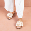 Los Cabos Corsage Embellished Slide Sandals Natural