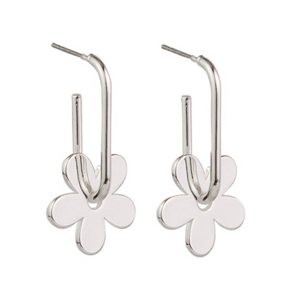 Tiger Tree Silver Hanging Flower Earrings