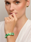 Tiger Tree Green Enamel Large Tile Bracelet