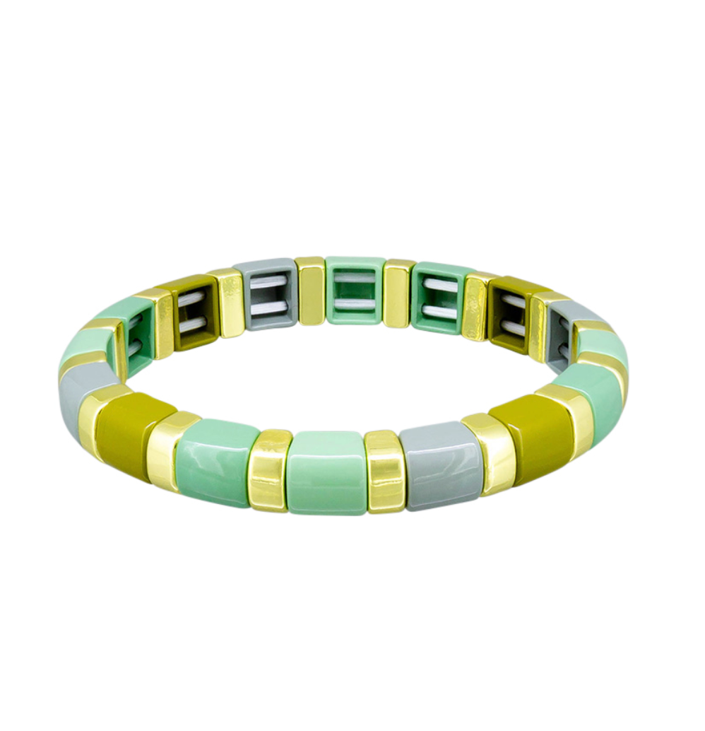 Tiger Tree Forest Enamel Large Tile Bracelet