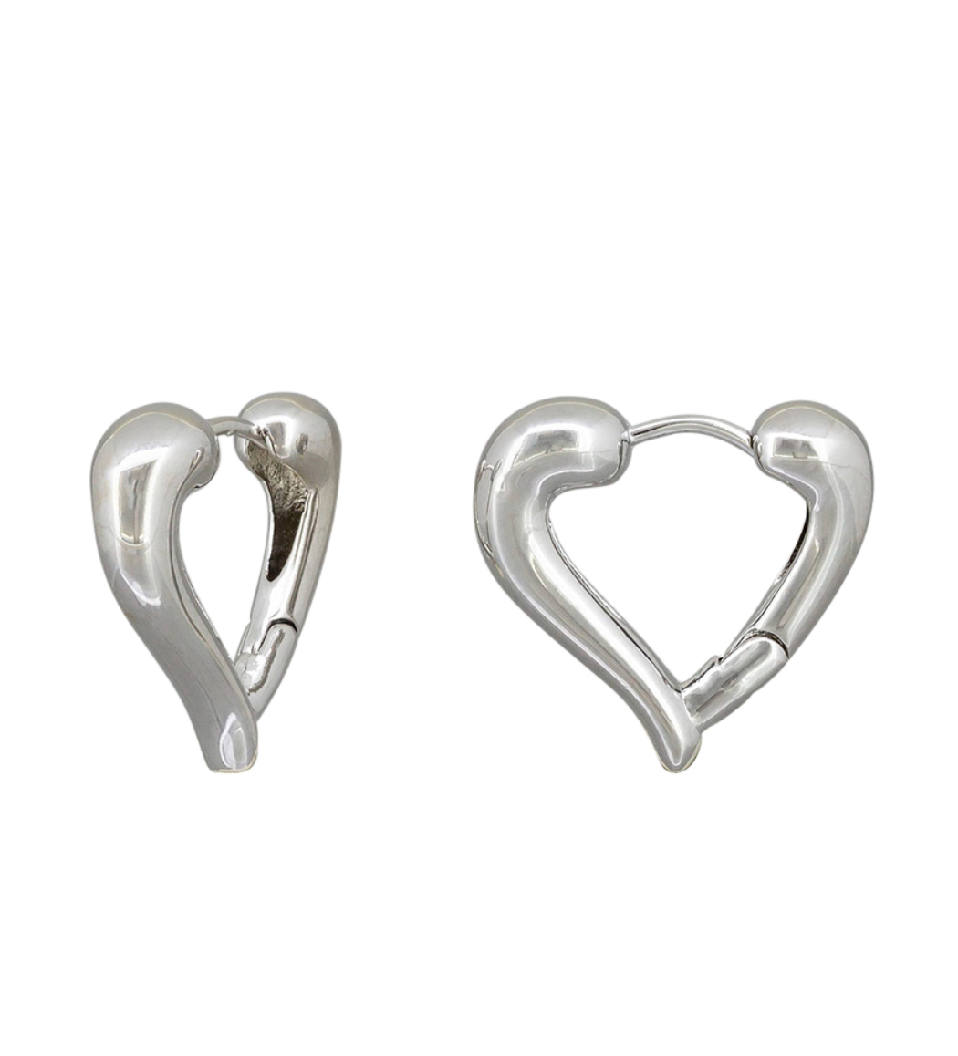 Tiger Tree Silver Heart Hoops