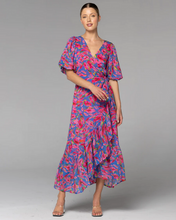 Load image into Gallery viewer, Fate + Becker Take Me Out Wrap Midi Dress Warp Floral
