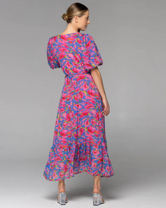 Fate + Becker Take Me Out Wrap Midi Dress Warp Floral