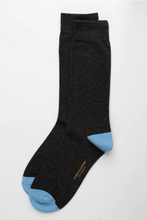 Load image into Gallery viewer, James Harper Plain Socks Charcoal Marle/Blue
