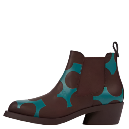 Camper Womens Twins Bonnie Burgundy/ Blue Ankle Boot