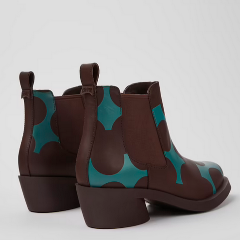 Camper Womens Twins Bonnie Burgundy/ Blue Ankle Boot