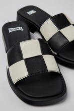 Load image into Gallery viewer, Camper Twins Multicoloured Leather Slide Black/White
