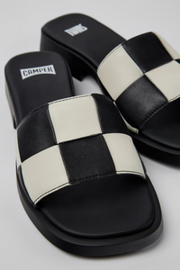 Camper Twins Multicoloured Leather Slide Black/White