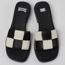 Load image into Gallery viewer, Camper Twins Multicoloured Leather Slide Black/White
