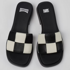 Camper Twins Multicoloured Leather Slide Black/White