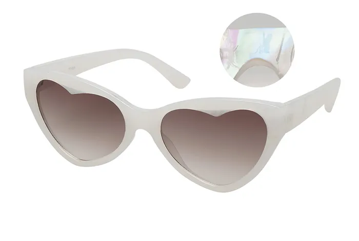 Unity 7799W Retro Heart Sunglasses Pearl White