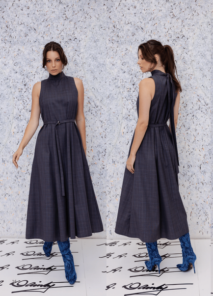 M.A Dainty Rani Dress Grey Check