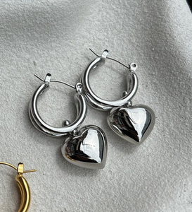 Lustre & Sage Rome Heart White Gold Plated Earrings