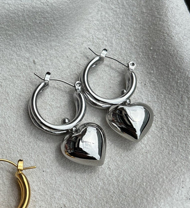 Lustre & Sage Rome Heart White Gold Plated Earrings