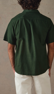 McTavish Hemp Stripe Shirt Dark Green