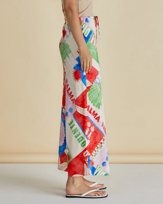 Betty Basics Brooke Bias Skirt Seashell Print Multi