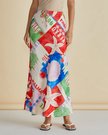 Betty Basics Brooke Bias Skirt Seashell Print Multi