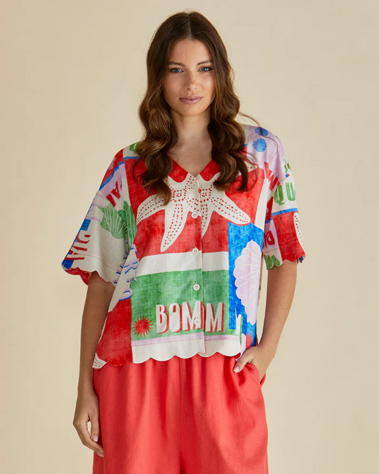 Betty Basics Scarlett Shirt Seashell Print Multi