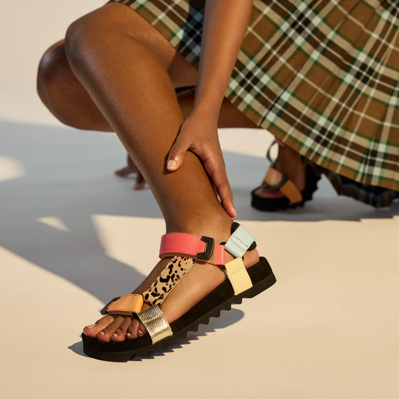 Rollie Sandal Tooth Wedge Sandals Multi Leopard