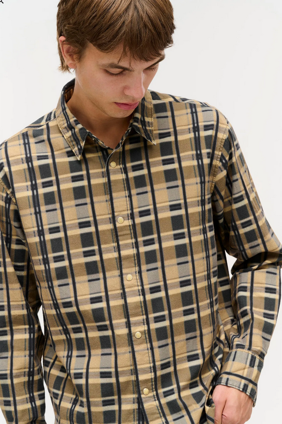 Neuw Denim Printed Check Long Sleeve Shirt Amber