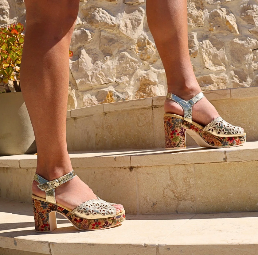 Laura Vita Hecalo 16 Platform Heels Gold Metallic
