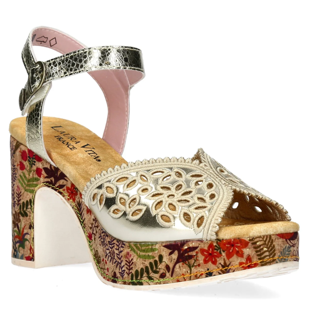Laura Vita Hecalo 16 Platform Heels Gold Metallic