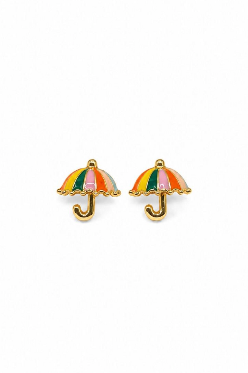 Tiger Tree Rainbow Umbrella Studs Gold