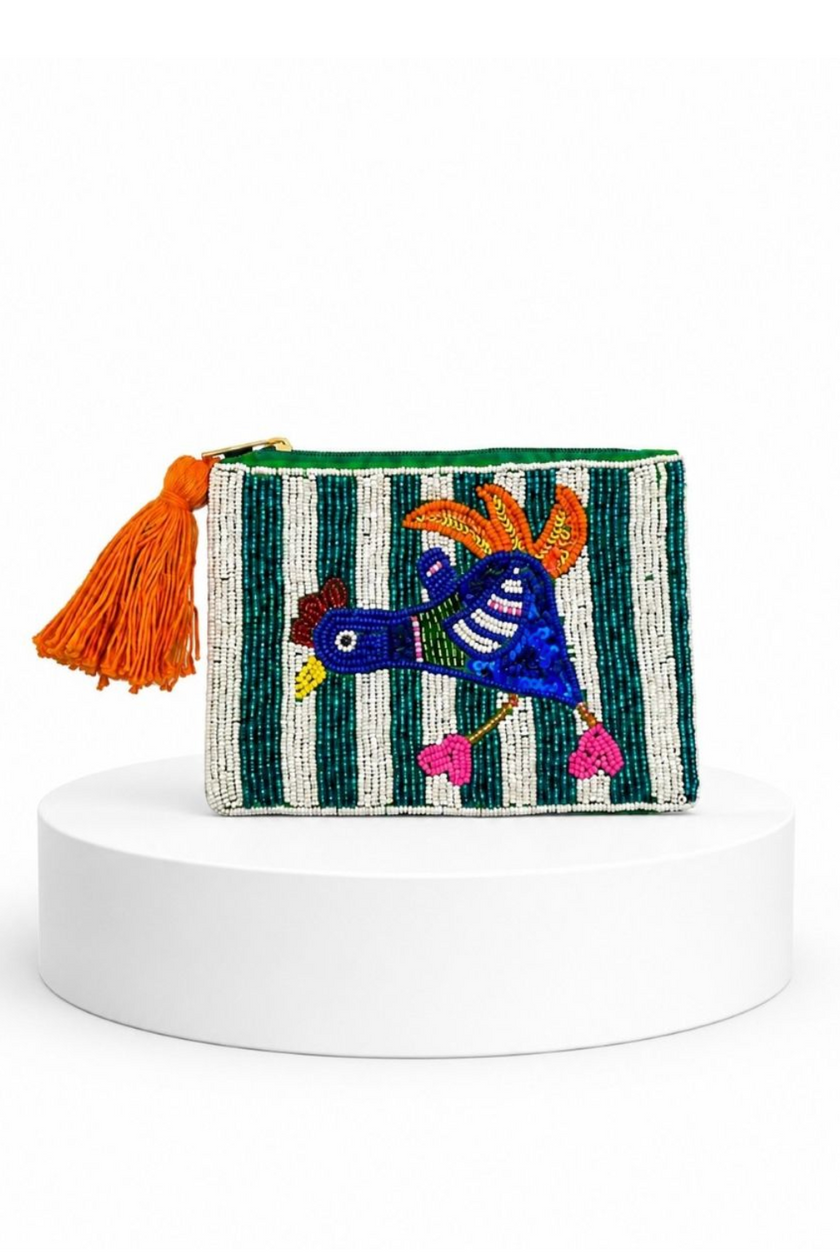 Tiger Tree Gobbles Beaded Chicken Purse